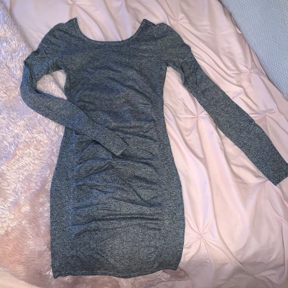 Knit Charcoal Long-Sleeve Express Dress